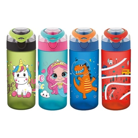 Rechizite Școlare - Recipient scolar Noki T-0108, 500ml, pentru lichide, diverse culori, push si capac protectie