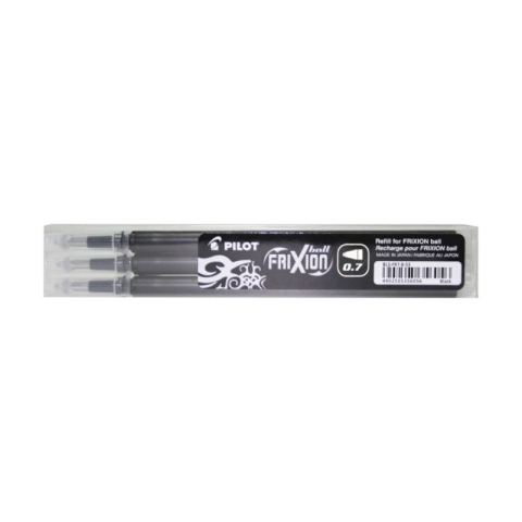 Rezerve, Mine si Patron Cerneala - Rezerva roller Pilot Frixion BLS-FR7-B-S3, plastic, 0.7mm Fine, negru, set 3 buc