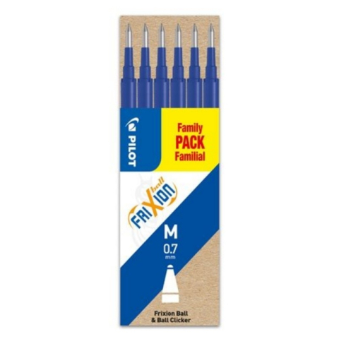 Rezerve, Mine si Patron Cerneala - Rezerva roller Pilot Frixion PBLS-FR7L-S6, plastic, 0.7mm M, albastru, Family Pack - set 6 buc