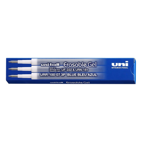 Rechizite Școlare - Rezerva roller Uni-ball URR-100, 0.7mm, pentru modelele UF-222 si URN-181, scris albastru, set 3 buc