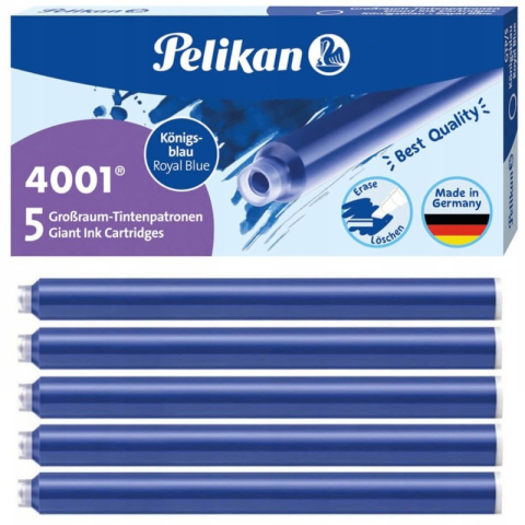 Rechizite Școlare - Rezerva stilou LUNGA cerneală Pelikan Albastru royal set 5 bucati  