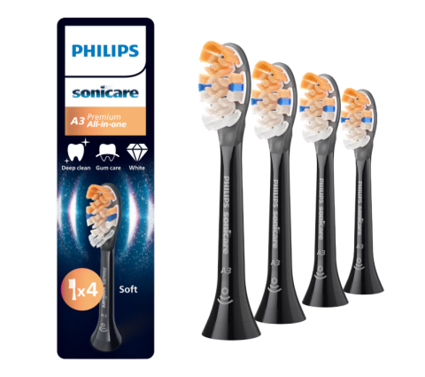 Ingrijire personala & Cosmetice - Rezerve philips sonicare a3 premium all in one hx9094/88, pachet de 4 capete de periere standard, sincronizarea modurilor brushsync,  negru, l x a x i (mm) 25.7x60x230.5