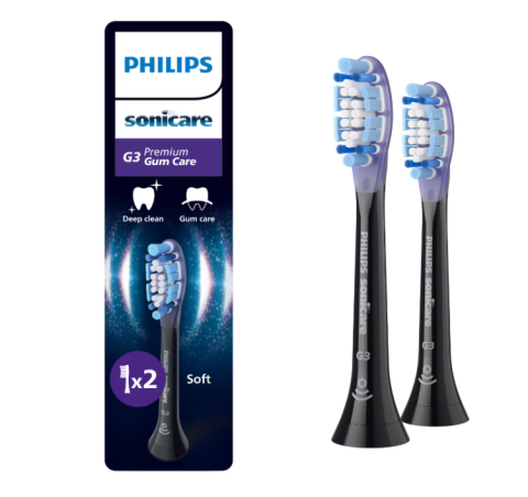 Ingrijire personala & Cosmetice - Rezerve philips sonicare gum care hx9052/88, pachet de 2 capete de periere, standard, click-on, sincronizarea modurilor brushsync, negru, l x a x i (mm) 60x25.7x230.5