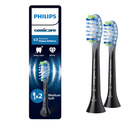 Ingrijire personala & Cosmetice - Rezerve philips sonicare plaque defence hx9042/88, pachet de 2 capete de periere, standard, click-on, sincronizarea modurilor brushsync, negru, l x a x i (mm) 60x25.7x230.5