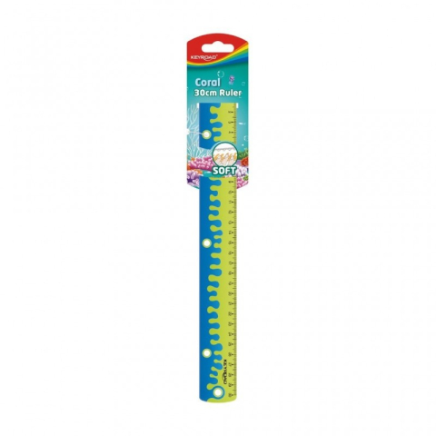 Instrumente de Geometrie: Rigle, Echere, Compasuri si Truse - Rigla Keyroad Color Soft KR970226, 30cm, plastic, bicolor, blister