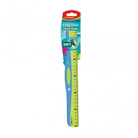 Instrumente de Geometrie: Rigle, Echere, Compasuri si Truse - Rigla Keyroad Easy Liner Soft Grip KR971236, 30cm, plastic, bicolor, blister