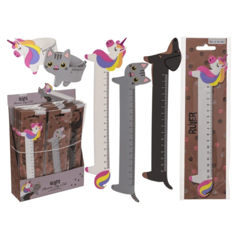 Instrumente de Geometrie: Rigle, Echere, Compasuri si Truse - Rigla Out of the blue 29/2735 / 37227, 15cm, cauciuc, modele animalute asortate