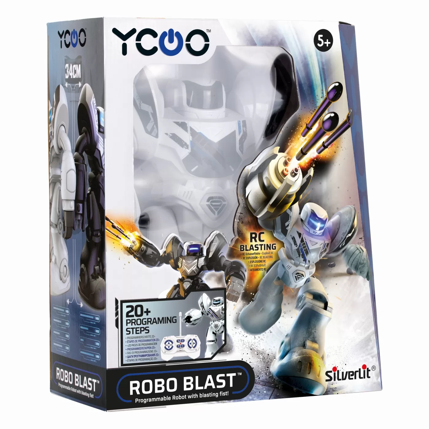 Jucării și Jocuri pentru copii - Robo Blast Alb, Robot electronic programabil, Silverlit, varsta de la 5 ani la 10 ani