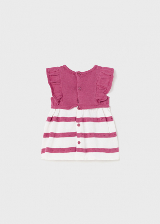Rochie pentru bebe fete, inchidere cu nasturi, bumbac, Roz [3]