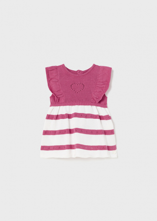 Rochie pentru bebe fete, inchidere cu nasturi, bumbac, Roz [4]