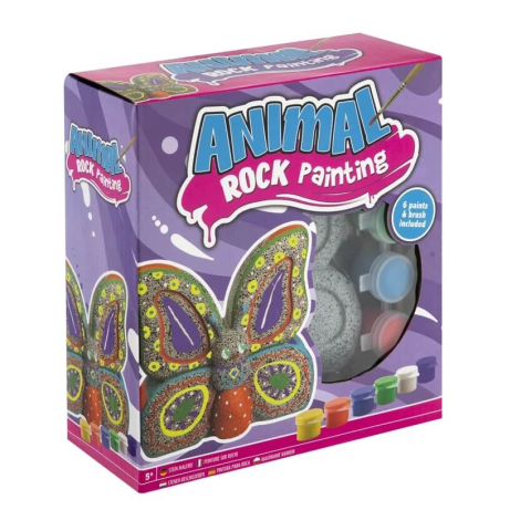 Jucării și Jocuri pentru copii - Rock painting Fluture 12cm +6 guase  Grafixpictura piatra