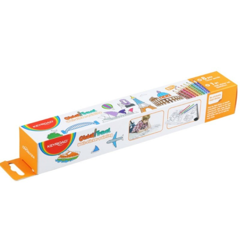 Rechizite Școlare - Rola autocolant de perete Keyroad Global Travel KR972146, 206x30cm, + 8 creioane cerate
