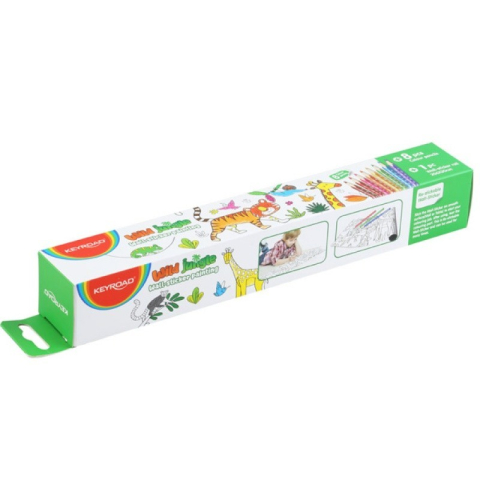 Rechizite Școlare - Rola autocolant de perete Keyroad Wild Jungle KR972145, 206x30cm, + 8 creioane cerate