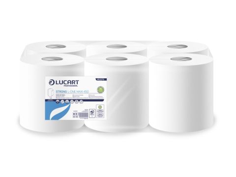 Curatenie, intretinere casa - Rola prosop derulare centrala Lucart Strong L-ONE MAXI 450, 2 str, alba, 163 m/rola, 6 role/bax