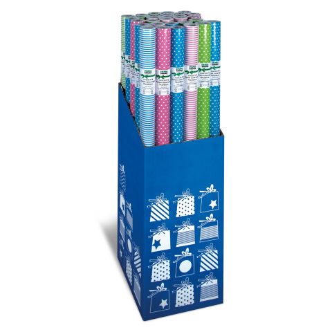 Birotică și Papetărie - Role hartie ambalat - Dungi si Puncte, 65 g/m2, 70 x 200 cm (30 role/display)