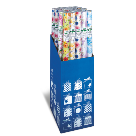 Art & Craft si Artizanat - Role hartie ambalat - Flori, 65 g/m2, 70 x 200 cm (30 role/display), copii varsta 6 ani+,8 ani+