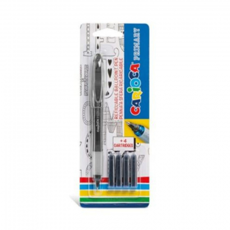 Birotică și Papetărie - Roller cu cartus cerneala, contine 4 rezerve/blister, corp negru