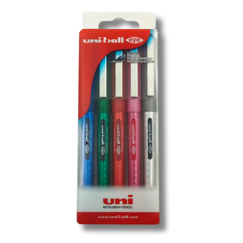 Rollere pentru Scris si Scoala - Roller Uni-ball Eye Designer UB-157D, 0.7mm, corp in culoarea scrisului, set de 5 buc, culori diverse