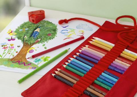Rollup 18 creioane colorate grip+ ascutitoare sleeve faber-castell [3]
