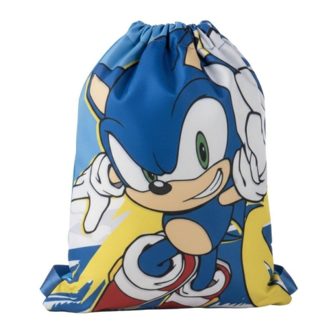 Rechizite Școlare - Rucsac cu snur pentru copii Cerda Sonic 630145, albastru cu verde, 27x33x1cm