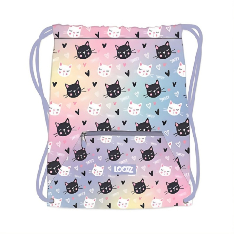 Rechizite Școlare - Rucsac cu snur pentru copii St.Majewski Happy Cats, negru, 720185