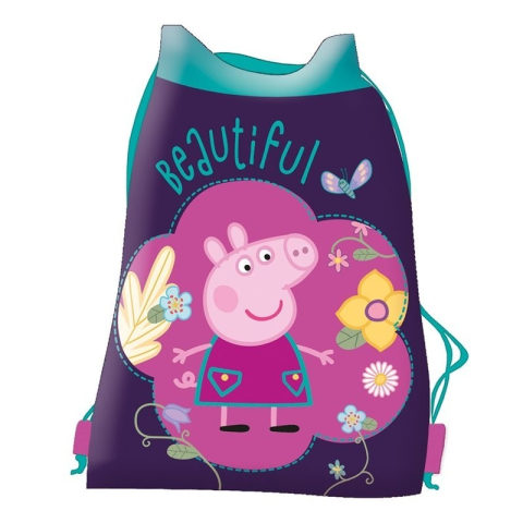 Rechizite Școlare - Rucsac cu snur pentru copii St.Majewski Peppa Pig 205170, roz cu violet