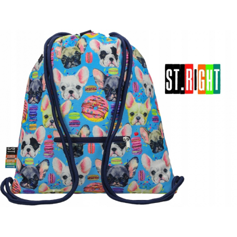 Rechizite Școlare - Rucsac cu snur pentru copii St.Right Dogs 623172, bleu, 45x35cm