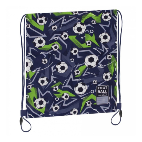 Rechizite Școlare - Rucsac cu snur pentru copii Starpak Fotbal, 38.5x33cm, albastru/verde, 527165