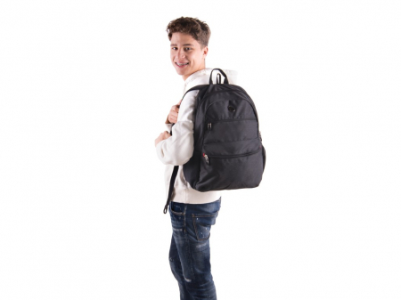 Ghiozdan rezistent, foarte usor 0.60 Kg, pentru gimnaziu, clasa 5, 6, 7 sau 8 sau excursii, Rucsac Pulse Steph Dark Gray [3]
