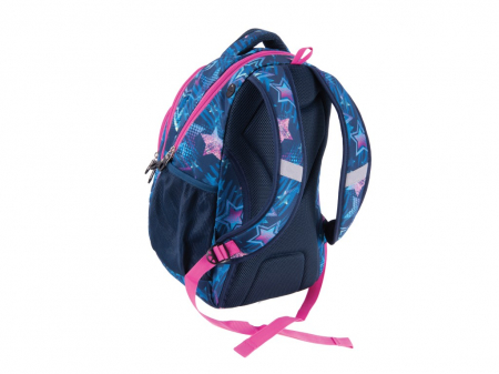 Ghiozdan rezistent, usor, 0,65 kg, pentru clasa 4, 5, 6, 7 sau a 8 a, scoala sau excursii, Rucsac Pulse Teens Blue Stars [1]