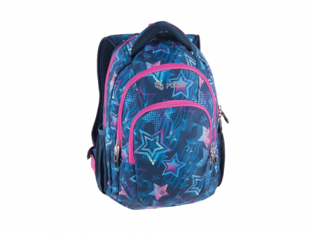 Ghiozdane Scoala, Rucsacuri si Genti - Ghiozdan rezistent, usor, 0,65 kg, pentru clasa 4, 5, 6, 7 sau a 8 a, scoala sau excursii, Rucsac Pulse Teens Blue Stars