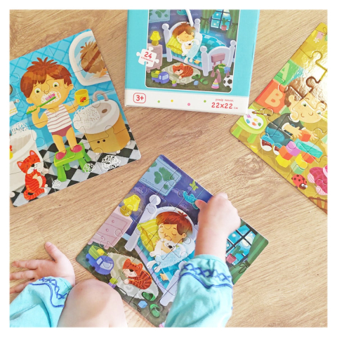 Rutina mea zilnica, puzzle 4 in 1, copii varsta 3-7 ani [4]