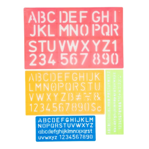 Art & Craft si Artizanat - Sablon Cnx, cifre si litere, operatii matematice, plastic,  set 4 buc