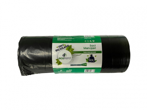 Lichidare stoc - Totul la 9.90 Lei - Saci menaj 60 L (60 x 80) 24 microni 15 buc/rolă LDPE