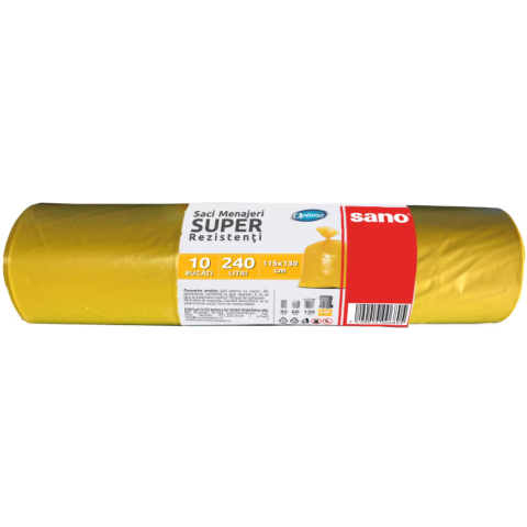 Detergenti si Curatenie - Saci menajeri 240l 10/rola galbeni sano optima