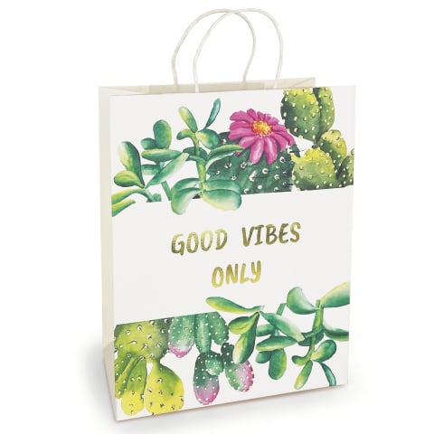 Art & Craft si Artizanat - Sacosa Good Vibes Only, din hartie cu maner de hartie rasucit, 33 x 45.7 x 10.2 cm (20 buc/display), copii varsta 3 ani+,6 ani+,8 ani+