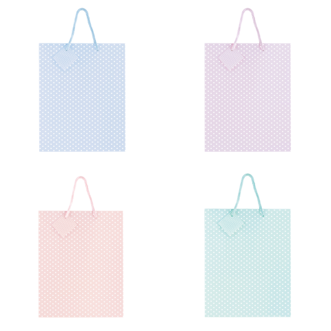 Art & Craft si Artizanat - Sacosa Pastel cu buline, din hartie cu maner din snur, 17.8 x 23 x 9.8 cm (20 buc/display), copii varsta 6 ani+,8 ani+