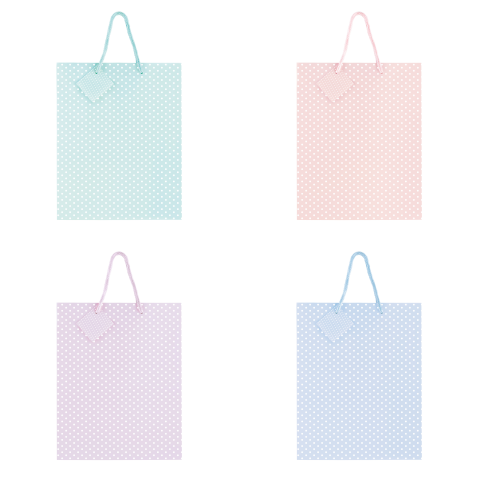 Art & Craft si Artizanat - Sacosa Pastel cu buline, din hartie cu maner din snur, 26 x 32.5 x 12.7 cm (20 buc/display), copii varsta 6 ani+,8 ani+