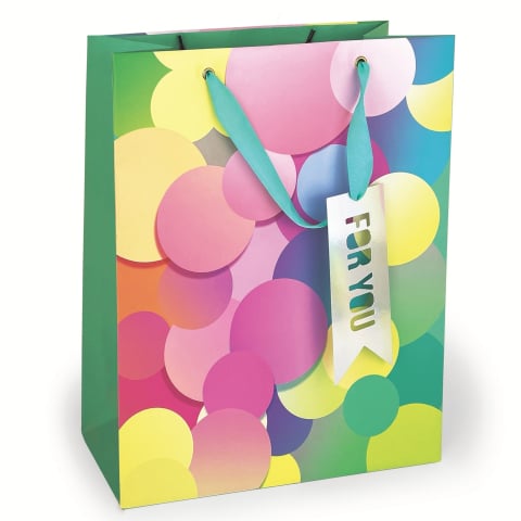 Art & Craft si Artizanat - Sacosa Pois, din hartie cu maner din snur, 26.7 x 33 x 14.6 cm (20 buc/display), copii varsta 3 ani+,6 ani+,8 ani+