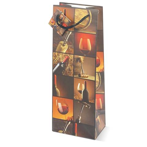 Sacosa sticla de vin, din hartie plastifiata mata cu maner din snur, 13 x 36 x 10 cm (20 buc/display), copii varsta 8 ani+ [4]