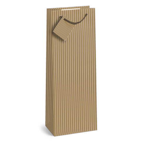 Sacosa sticla de vin Kraft cu dungi cu maner din snur, 13 x 36 x 10 cm  varsta 6 ani+,8 ani+ [1]