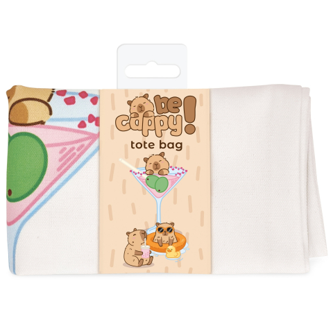 Sacosa textila canvas BeCappy Capibara – cu imprimeu pe ambele fete, 4 modele asortate, pret/1 buc [1]