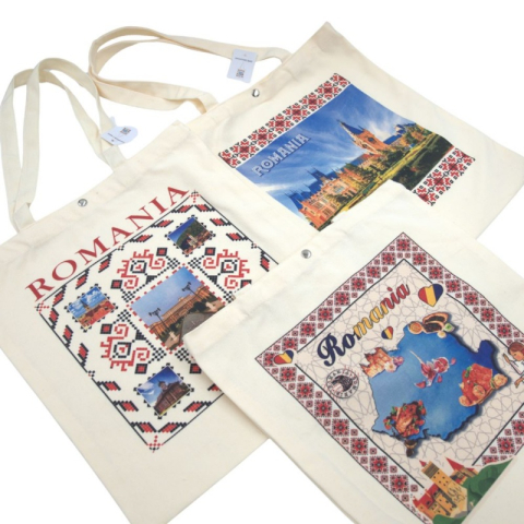 Sacosa textila de umar cu imagini traditionale Romania, 40x37cm, GWD-11 [1]