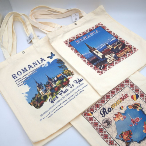 Cadouri Jucării Copii Grădiniță - Sacosa textila de umar cu imagini traditionale Romania, 40x37cm, GWD-11