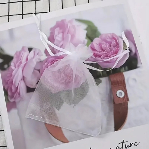 Saculet organza, 7x9cm, dreptunghiular, roz, set 100 buc [2]