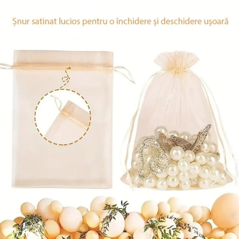 Saculet organza, 7x9cm, dreptunghiular, roz, set 100 buc [1]