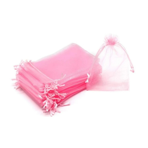 Jucării și Jocuri pentru copii - Saculet organza, 7x9cm, dreptunghiular, roz, set 100 buc