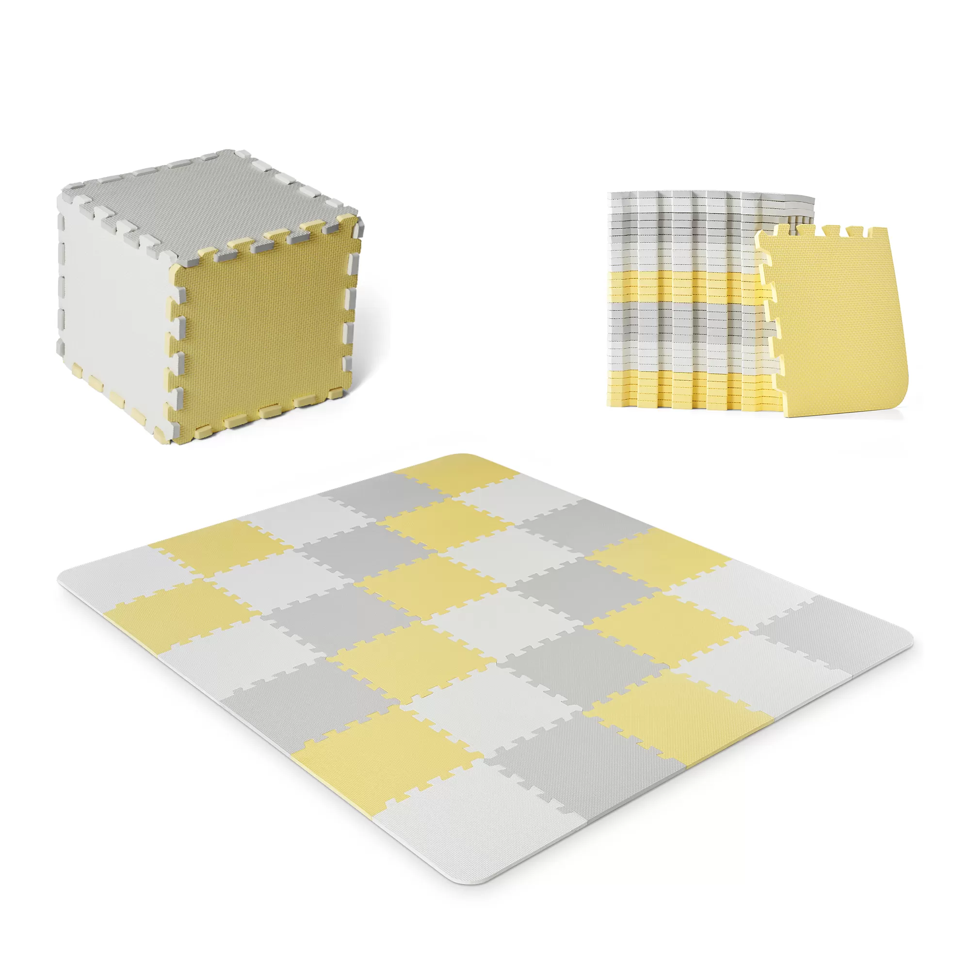 Covoare de joaca copii - Saltea de joaca kinderkraft luno, spuma, yellow, varsta de la 0 luni la 6 ani