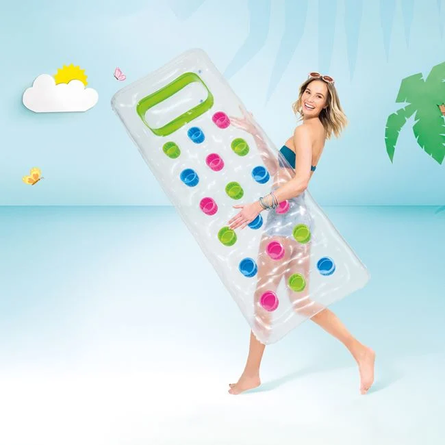 Piscine copii, saltele, colaci și accesorii înot - Saltea Intex 188x71 cm – 18 Buzunare Colorate, Relaxare pe Apa