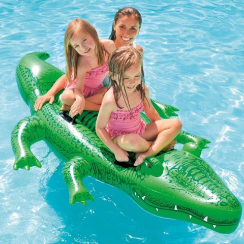 Saltea Gonflabila pentru Copii, Dimensiuni Mari 2.03 x 1.14m, Manere Rezistente, model Crocodil [2]
